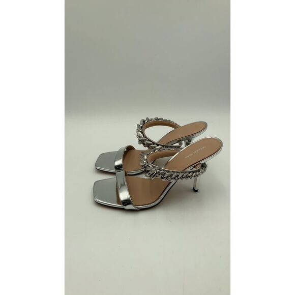 Michael Kors Shoes - Michael Kors Women Bianca Metallic Leather Sandal With Embellishments Silver 11